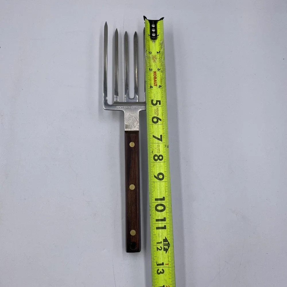 Vintage Universal Food Fork Stainless Steel Wood Handle Multipurpose‎ w/ Box